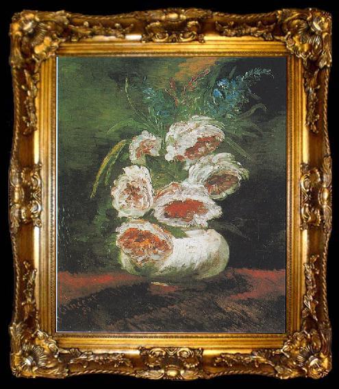 framed  Vincent Van Gogh Vase of Peonies, ta009-2